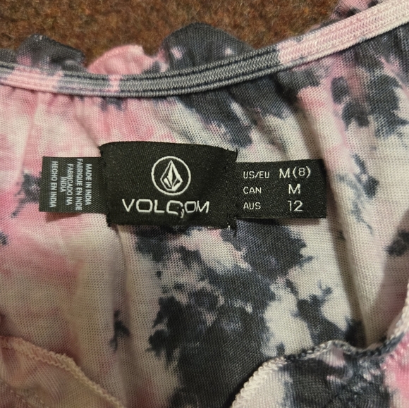 Volcom Tiedoll Wave Shirt In Pink And Grey Tie Dye Size 8 (M) - Picture 2 of 10